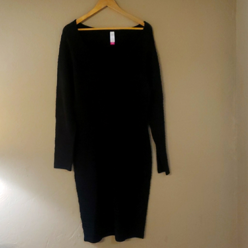Black fitted sweater dress